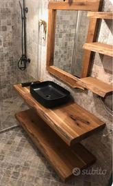 lavandino appoggio in legno massello 