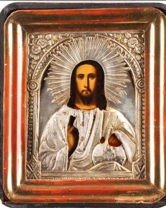 Antica icona russa "Cristo Cosmokrator"