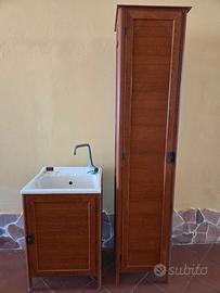 lavabo in resina con armadio in alluminio