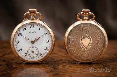 Stupendo antico orologio Fames argento e oro 18 k