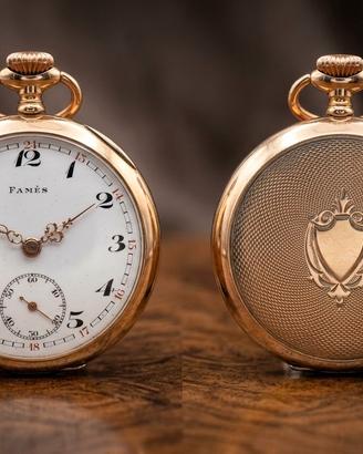 Stupendo antico orologio Fames argento e oro 18 k