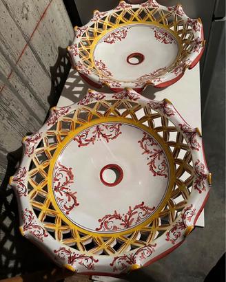 Lampadario ceramica siciliana artigianato italiano