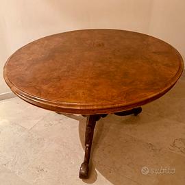 Tavolo a vela vittoriano in radica di noce