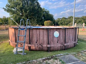 Piscina bestway rotonda 5,50 metri effetto legno