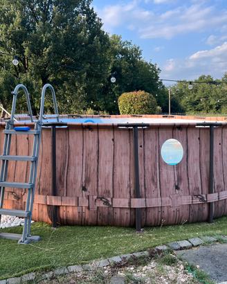 Piscina bestway rotonda 5,50 metri effetto legno