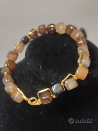 bracciale rigido agata cubica marrone