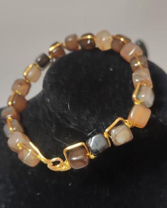 bracciale rigido agata cubica marrone