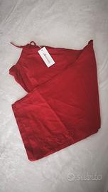 Pantaloni capri rossi 100% cotone XXL con coulisse