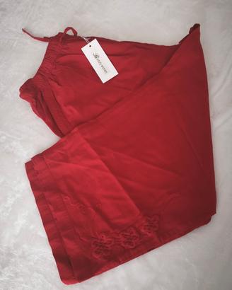 Pantaloni capri rossi 100% cotone XXL con coulisse