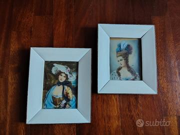 miniature femminili antiche con cornice avorio