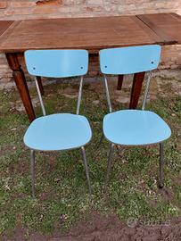 Coppia si sedie in formica azzurra