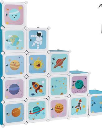 Portaoggetti, Armadio a 16 Cubi per Bambini
