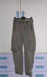 Pantaloni cargo con coulisse verde militare/cachi