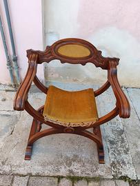 Sedia  Stile Impero Vintage   Legno E Seduta Vellu