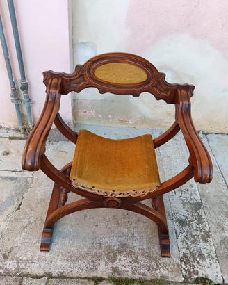 Sedia  Stile Impero Vintage   Legno E Seduta Vellu