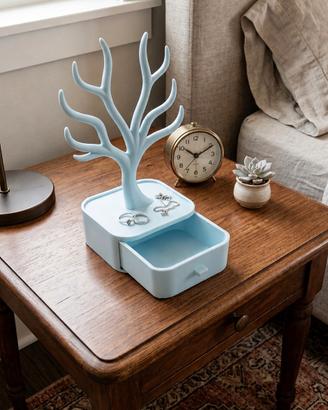 Portagioie ad albero con cassetto e vassoio 