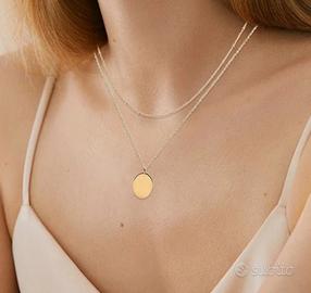 Collana girocollo a strati con ciondolo donna moda