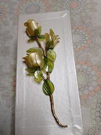 Rametto di rose in vetro di Murano 