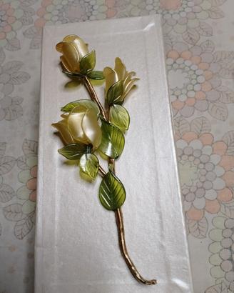 Rametto di rose in vetro di Murano 