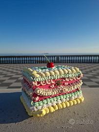 Portagioie Handmade torta vintage rosa grande