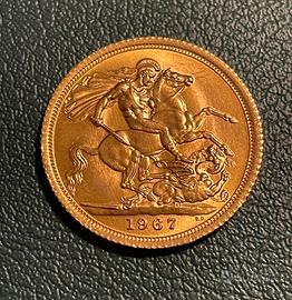 Sterlina oro 1967 Elisabetta II Fiocchetto