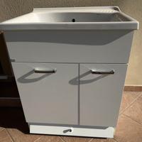 mobile lavatoio xilon + vasca in ceramica dolomite