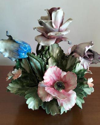 Vaso centrotavola floreale, porcellana Capodimonte