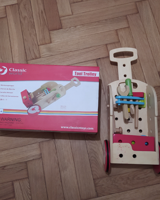 Carrello attrezzi in legno per bambini
