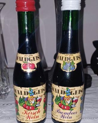 2 RARE BOTTIGLIETTE VINO FRUTTA GERMANIA WALDGEIST