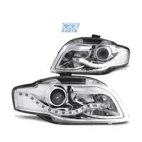 FARI AUDI A4 B7 04-07 LUCE DIURNA FONDO CROMATO