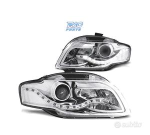 FARI AUDI A4 B7 04-07 LUCE DIURNA FONDO CROMATO