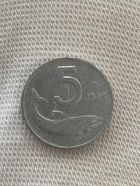 Moneta da 5 lire 1954