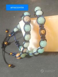 due bracciali shamballa pietre amazzonite 8mm