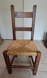 N. 4 sedie in legno massiccio impagliate anni ’80