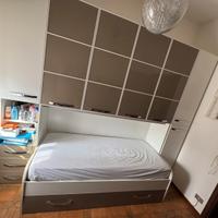 Armadio a ponte, doppio letto singolo estraibile