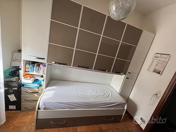 Armadio a ponte, doppio letto singolo estraibile