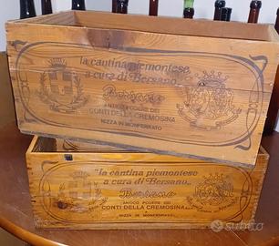 2 CASSETTE CASSE LEGNO VINI ANTICHI PODERI BERSANO