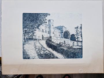 Enrico Merrene "Il Castello" - Incisione Originale