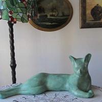 Gatto siamese in bronzo  anni '70 lungo 140 cm