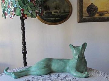 Gatto siamese in bronzo  anni '70 lungo 140 cm