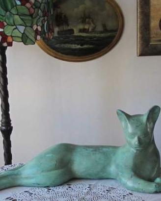 Gatto siamese in bronzo  anni '70 lungo 140 cm