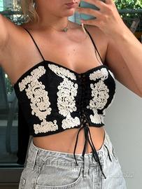 Top corsetto H&M bianco e nero nuovo