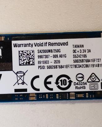 SSD Kingston M2 M.2 2280 NVMe A2000 256 GB
