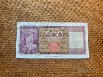 Banconota 500 lire 1961 Italia ornata di spighe