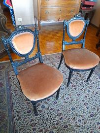 2 sedie antiche fine 800 da ingresso intarsiate