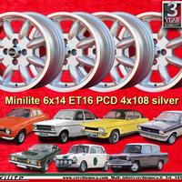 4 pz. cerchi Ford Minilite 6x14 ET16 Escort Mk1-2