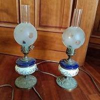 Lampada lumetto petrolio vintage porcellana vetro