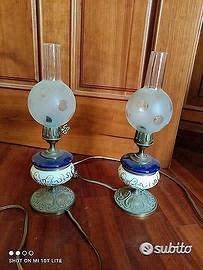 Lampada lumetto petrolio vintage porcellana vetro