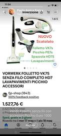 VORWERK FOLLETTO VK7S Senza Filo Completo Hd7 Lavapavimenti