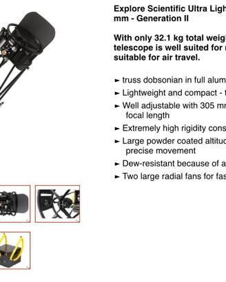 Telescopio Explore Scientific Dobson  diam. 30 cm
